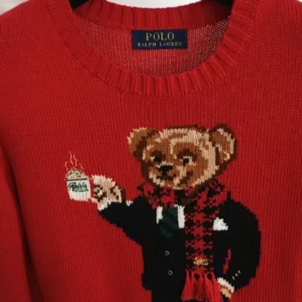 Polo by Ralph Lauren Red Sweater with Bear Design